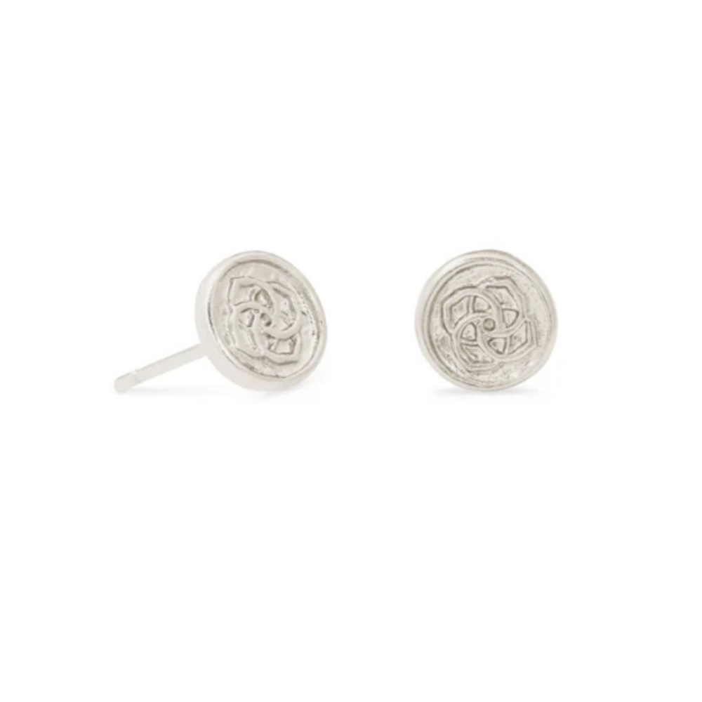 Kendra Scott Dira Coin Stud Earrings Silver NWT